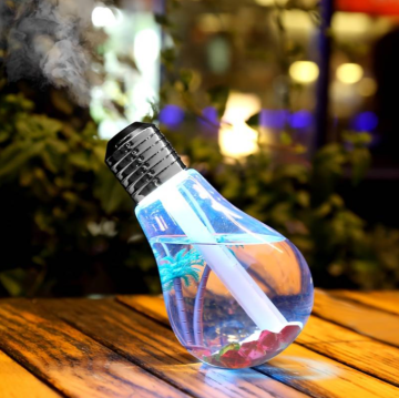 Aroma difuzér, zvlhčovač vzduchu s LED osvětlením ve tvaru žárovky