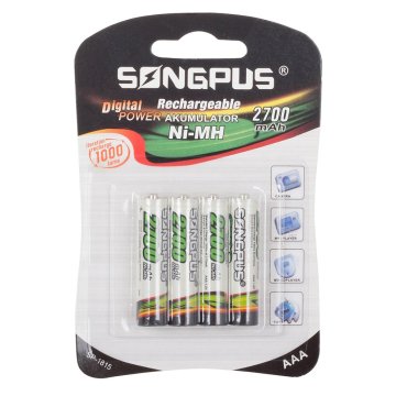 Dobíjecí tužkové baterie AAA 2700mAh SongPus - 4ks